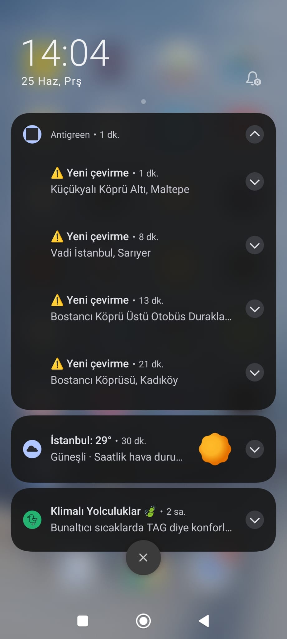 Yeni çevirme anlık bildirimi